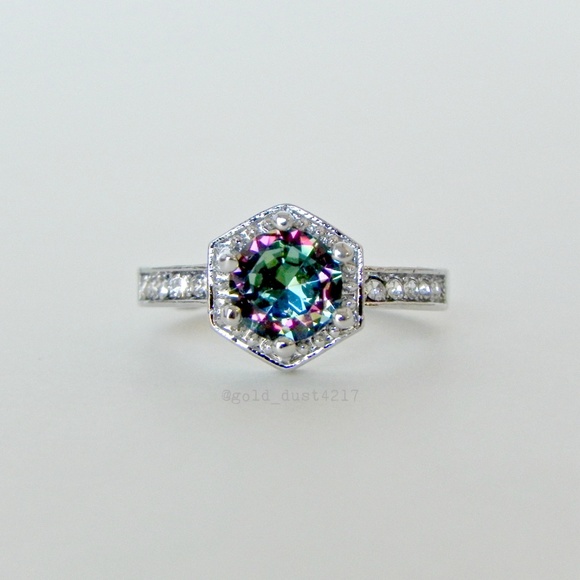 Jewelry - Hexagon Halo Mystic Topaz Ring